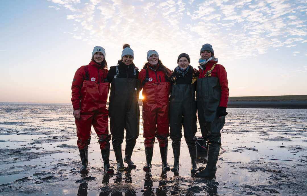 Medlemmar i Sea Ranger Service, Seagrass Consortium och Purina Europe team på plats i Nederländerna