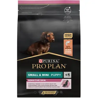 PRO PLAN® Small & Mini Puppy Sensitive Skin Rik på Lax